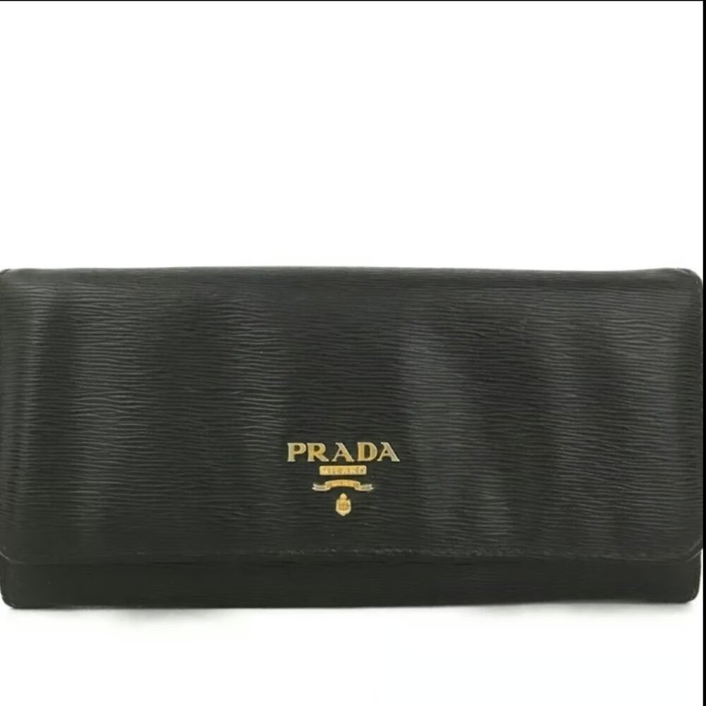 AUTHENTIC PRADA VITELLO MOVE LEATHER LONG BIFOLD WALLET